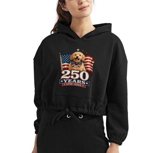 America 250 Dog Mom Goldendoodle - Women’s Cropped Hoodie
