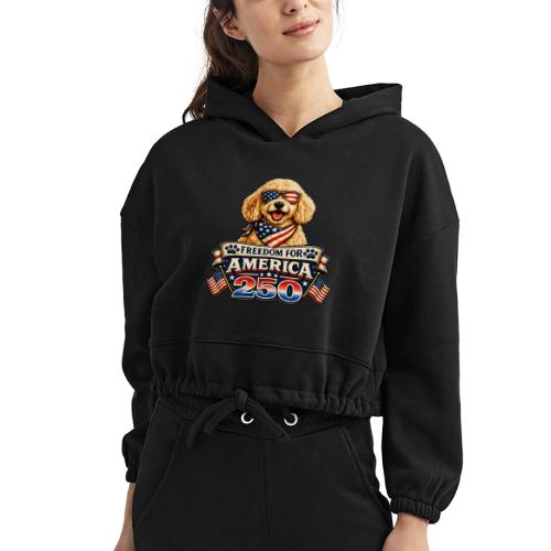 Freedom For America 250 Patriotic Goldendoodle - Women’s Cropped Hoodie