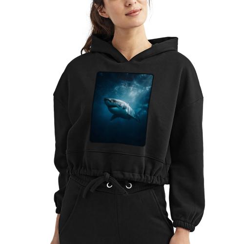 Great White Shark Ocean Design - Women’s Cropped Hoodie