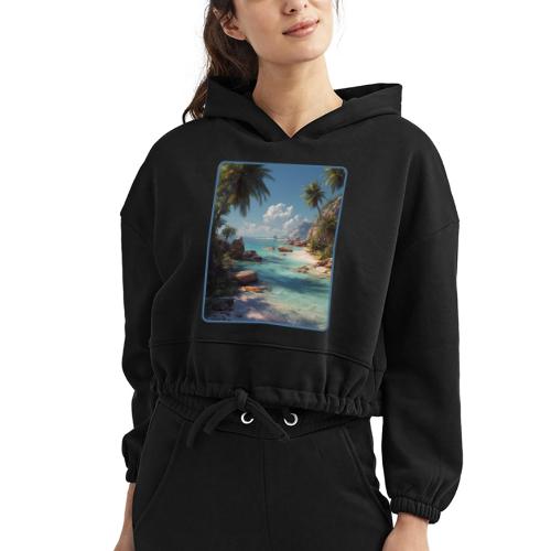 Tropical Island Paradise Ocean Design - Women’s Cropped Hoodie