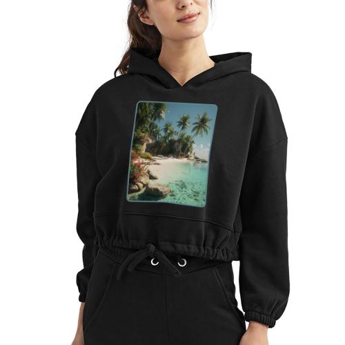 Serene Tropical Beach Floral Design - Women’s Cropped Hoodie