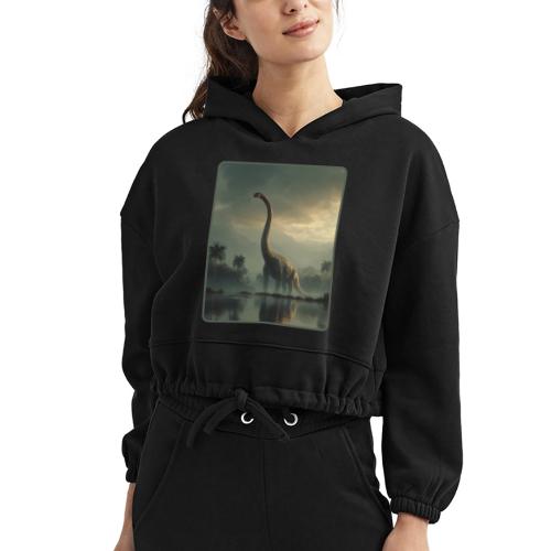 Brachiosaurus Misty Lake Design - Women’s Cropped Hoodie