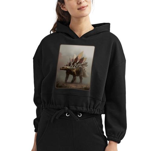 Stegosaurus Misty Forest Design - Women’s Cropped Hoodie
