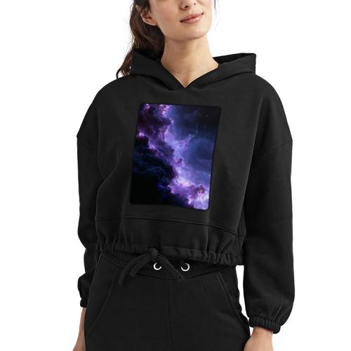 Purple Nebula Space Design - Women’s Cropped Hoodie