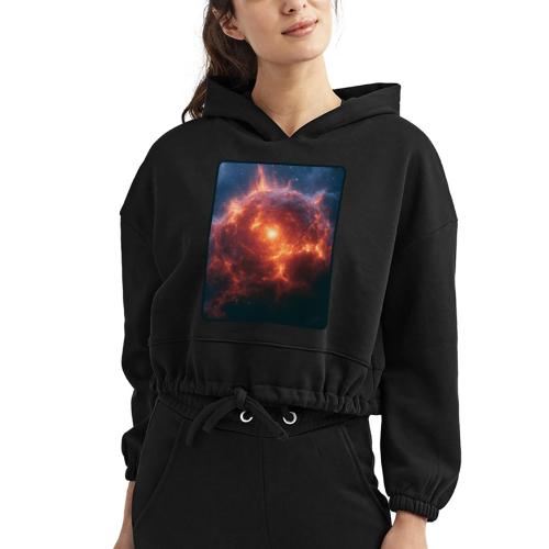 Exploding Supernova Space Art - Women’s Cropped Hoodie