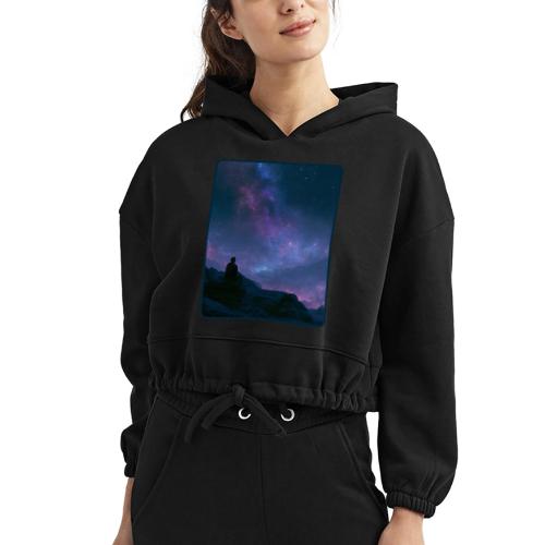 Stargazer Nebula Night Sky Art - Women’s Cropped Hoodie