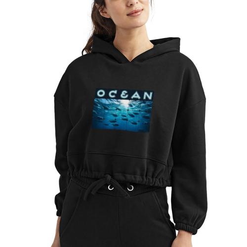 Ocean: Silver Tide - Women’s Cropped Hoodie