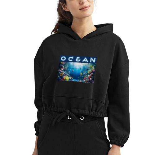 Ocean: Neon Reef Glow - Women’s Cropped Hoodie