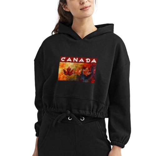 Painted Canada Leaves - Women’s Cropped Hoodie