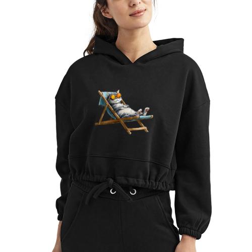 Sunshine Cat Mode - Women’s Cropped Hoodie