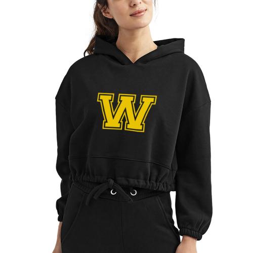 Letter W – Capital Athletic Alphabet Monogram - Women’s Cropped Hoodie