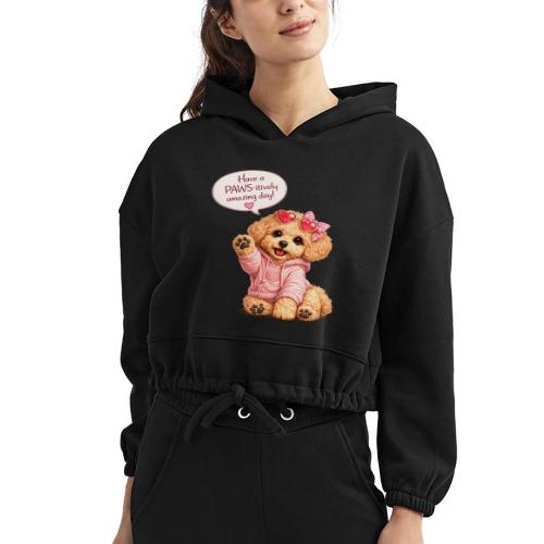 Have a PAWS-itively Amazing Day - Women’s Cropped Hoodie