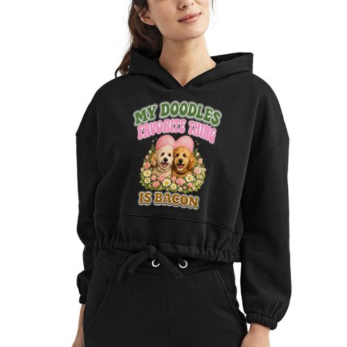 My Doodles Favorite Thing Is Bacon - Women’s Cropped Hoodie