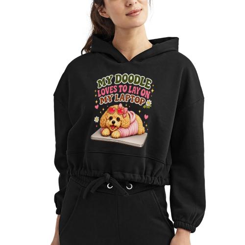 My Laptop Belongs to My Doodle - Women’s Cropped Hoodie