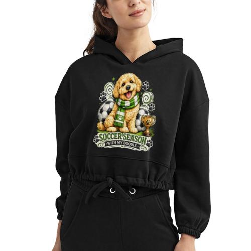 Soccer Season With My Doodle Goldendoodle Dog - Women’s Cropped Hoodie