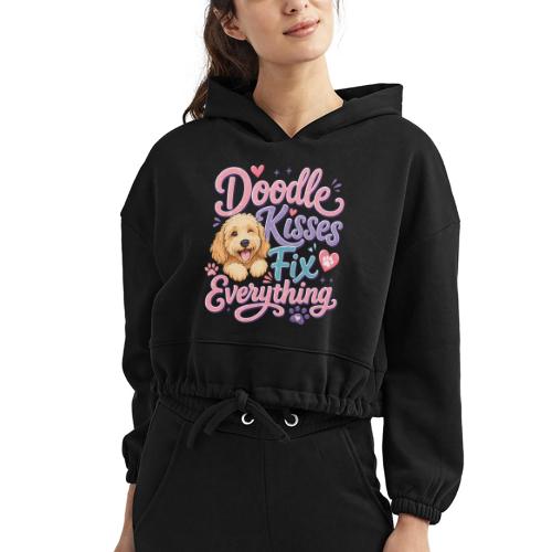 Doodle Kisses Fix Everything Dog Lover Gift - Women’s Cropped Hoodie