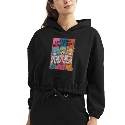 Emotional Damage Squad – Funny Anime Schoolgirl - Women’s Cropped Hoodie