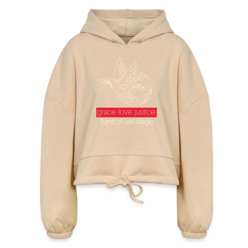 Grace. Love. Justice.- dove and earth graphic - Women’s Cropped Hoodie
