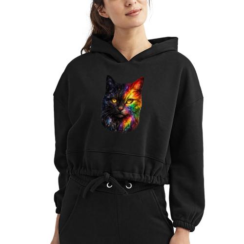 Cosmic Galaxy Rainbow Cat - Women’s Cropped Hoodie