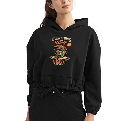 Everything Is A Wolf – Retro Chill - Women’s Cropped Hoodie