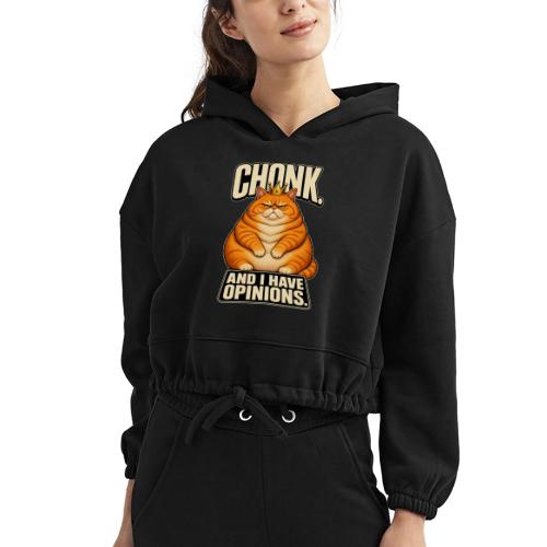 Chonk King Cat - Opinionated Kitty - Women’s Cropped Hoodie