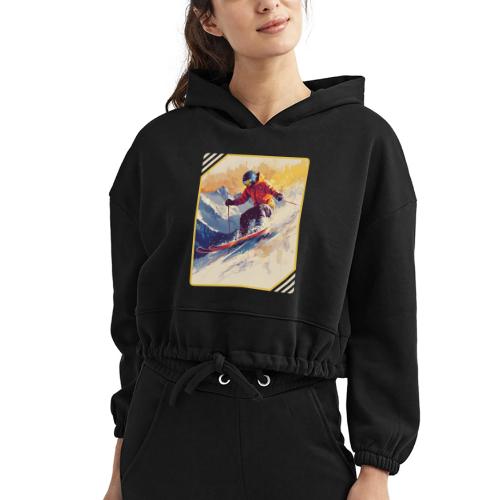 Skiing Through Snow Dreams - Women’s Cropped Hoodie