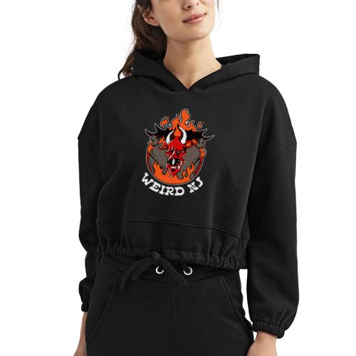 Wicked Jersey Devil with Flames & Tombstones - Women’s Cropped Hoodie