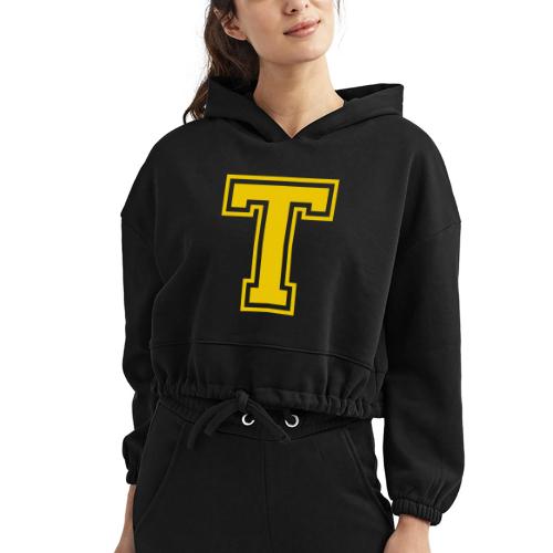 Letter T – Capital Athletic Alphabet Monogram - Women’s Cropped Hoodie