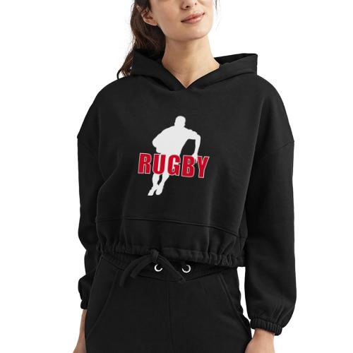 Bold Rugby Action Silhouette - Women’s Cropped Hoodie