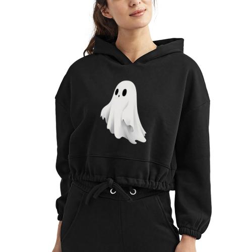 Cute Ghost Cartoon Design - Women’s Cropped Hoodie