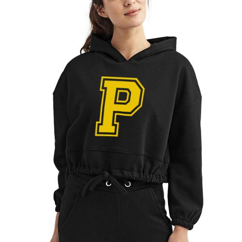 Letter P – Capital Athletic Alphabet Monogram - Women’s Cropped Hoodie