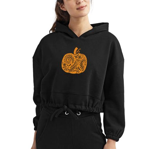 Pasliy Pumpkin Tee Orange - Women’s Cropped Hoodie