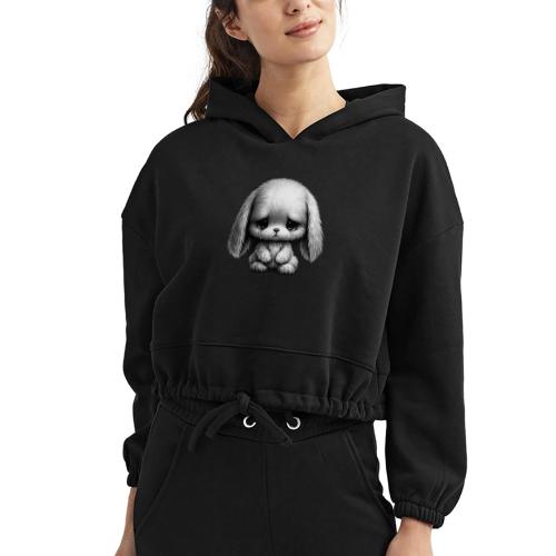 Sad Puppy Meme with Puppy Standing - Women’s Cropped Hoodie