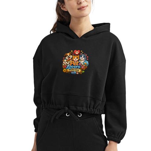 Pet Lover Forever Cute Cats & Dogs - Women’s Cropped Hoodie