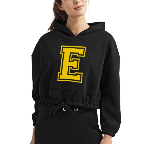 Letter E – Capital Athletic Alphabet Monogram - Women’s Cropped Hoodie