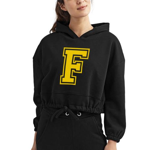 Letter F – Capital Athletic Alphabet Monogram - Women’s Cropped Hoodie