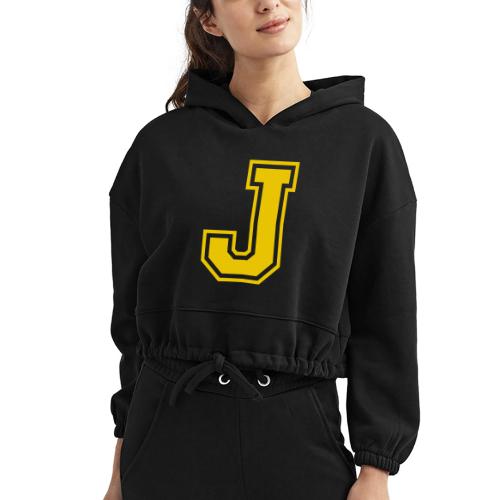 Letter J – Capital Athletic Alphabet Monogram - Women’s Cropped Hoodie