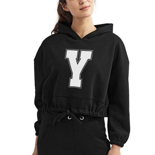 White Letter Y – Varsity Alphabet Monogram - Women’s Cropped Hoodie