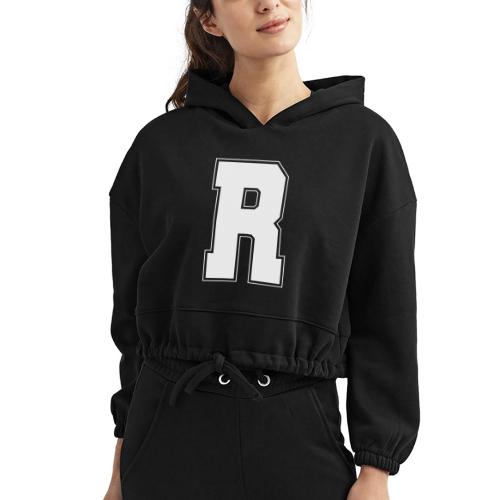 White Letter R – Varsity Alphabet Monogram - Women’s Cropped Hoodie