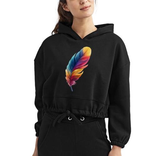 Rainbow Flight Feather - Women’s Cropped Hoodie