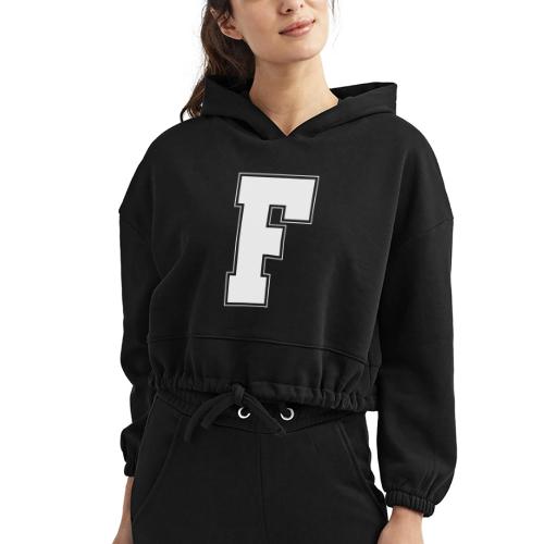 White Letter F – Varsity Alphabet Monogram - Women’s Cropped Hoodie