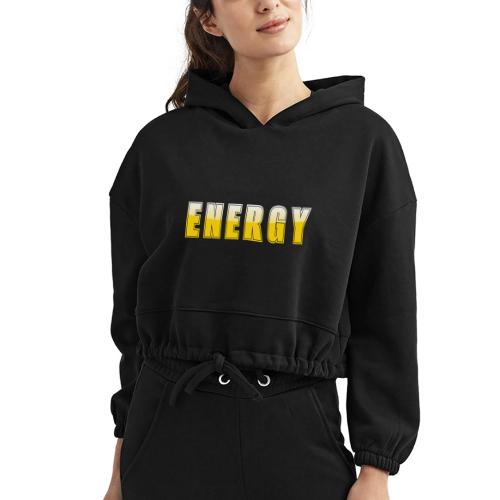 ENERGY Electric Yellow Power Word Design - Women’s Cropped Hoodie
