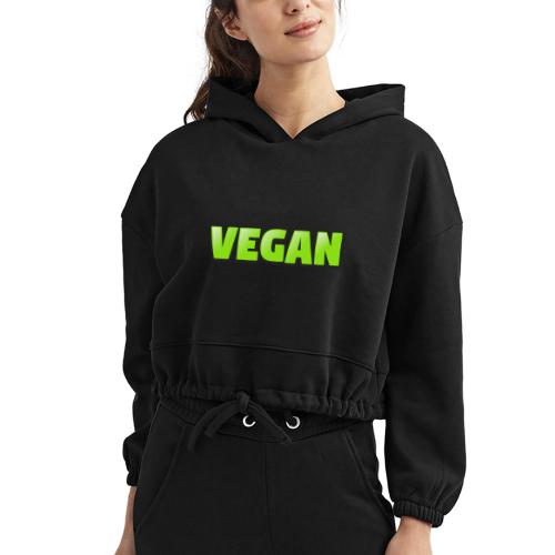 Vegan Bold Green Typography Design - Women’s Cropped Hoodie