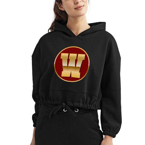 Letter W – Capital Varsity Alphabet Monogram - Women’s Cropped Hoodie