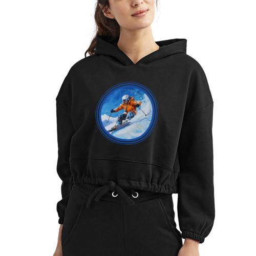 Skiing: On the Edge - Women’s Cropped Hoodie