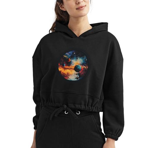 Cosmic Brush Planets - Women’s Cropped Hoodie