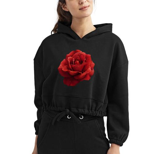 Rose: Crimson Dew Bloom - Women’s Cropped Hoodie