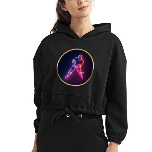 Hockey: Neon Ice Strike - Women’s Cropped Hoodie