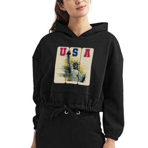 Art illustration of the Statue of Liberty - Women’s Cropped Hoodie