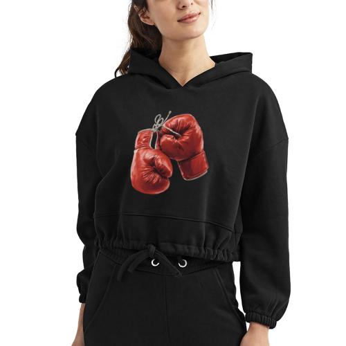 Boxing: Hanging Gloves Icon - Women’s Cropped Hoodie